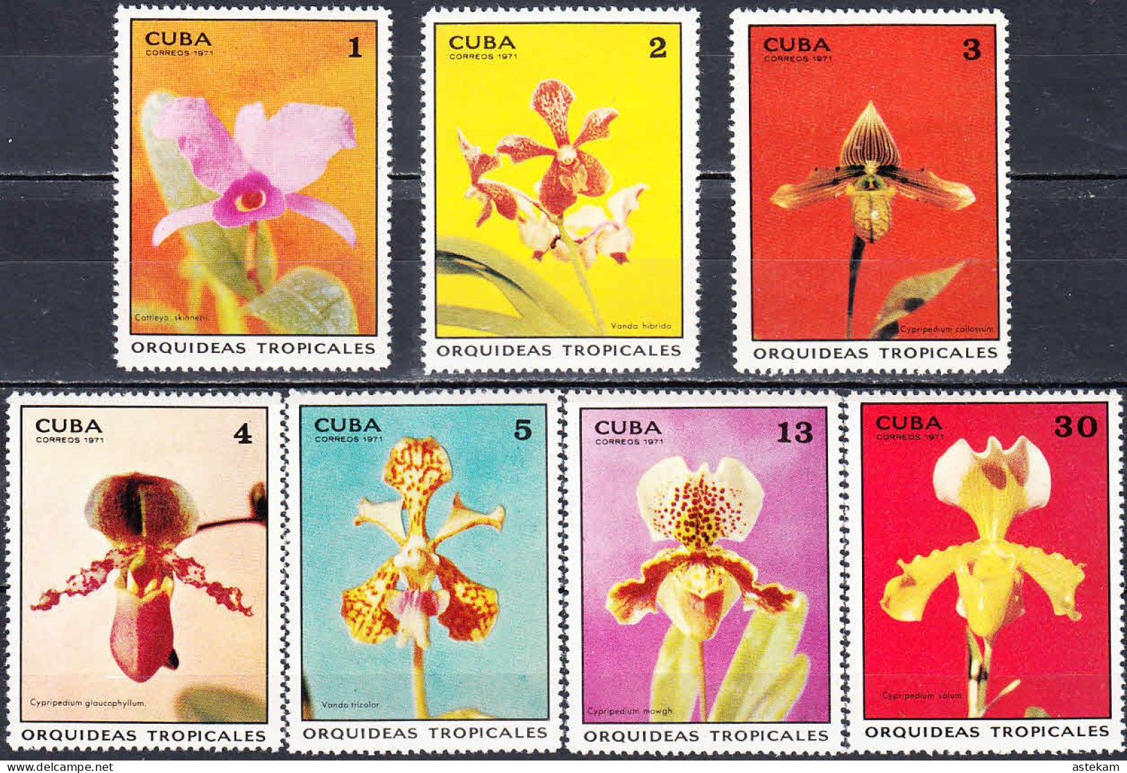 CUBA 1971, FLOWERS, TROPICAL ORCHIDS, COMPLETE MNH SERIES With GOOD QUALITY, *** - Ongebruikt