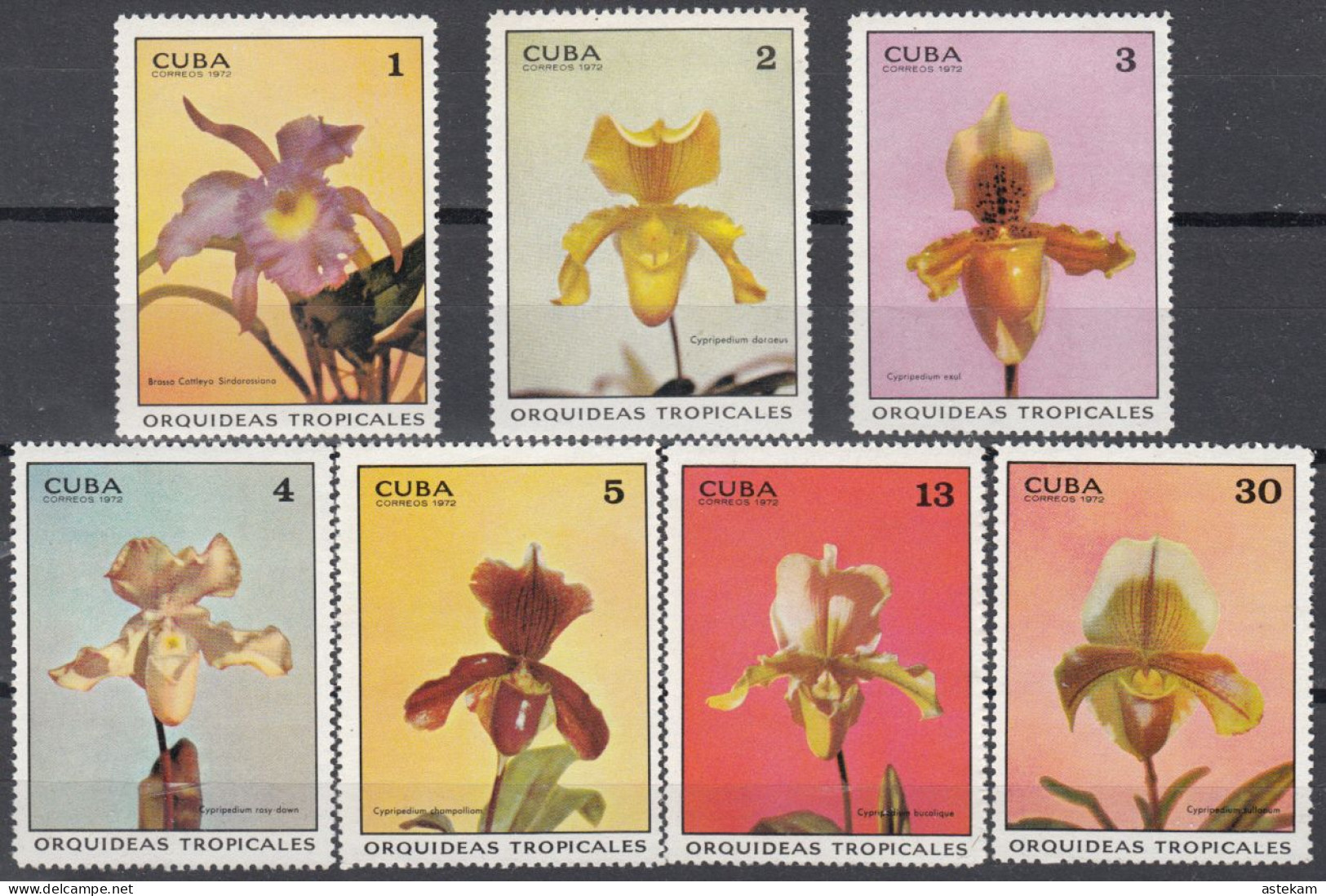 CUBA 1972, FLOWERS, TROPICAL ORCHIDS, COMPLETE MNH SERIES With GOOD QUALITY, *** - Nuevos