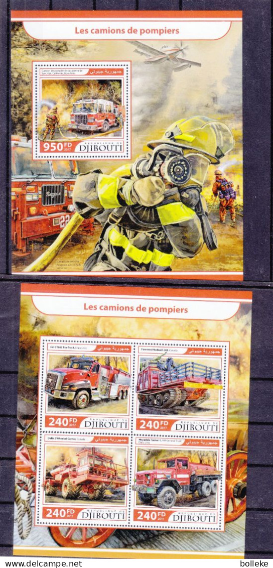 Camions De Pompiers - Djibouti - Yvert 1464 / 7 + BF 174 ** - GF - Valeur 40 Euros - Camiones
