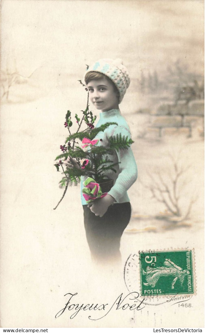 FÊTES ET VOEUX - Joyeux Noël - Fillette Avec Des Fleurs - Dos Non Divisé - Carte Postale Ancienne - Autres & Non Classés