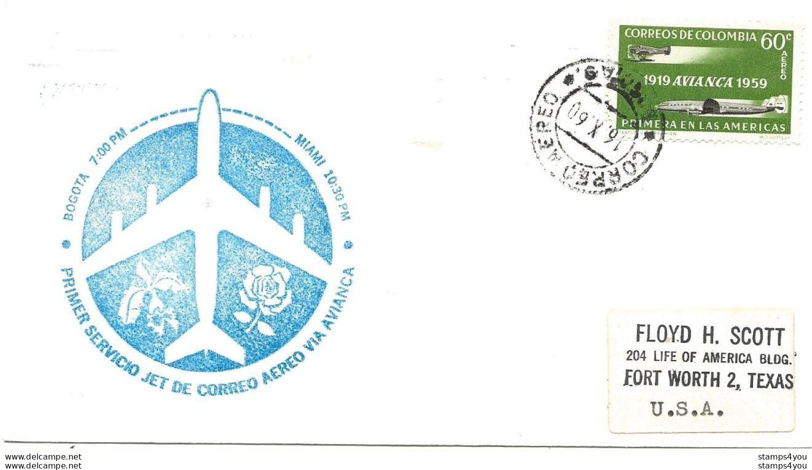 237 - 14 - Enveloppe "1er Vol Avianca Bogota-Miami 1960" - Colombia