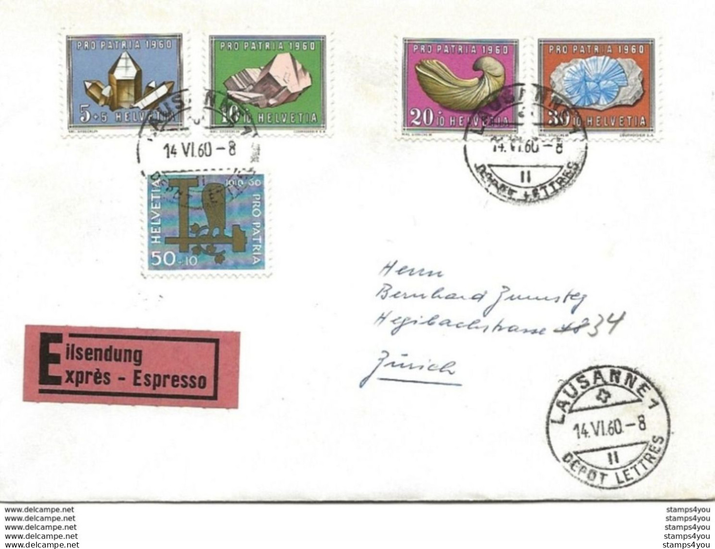 100 - 31 - Enveloppe Exprès Envoyée De Lausanne 1960 - Série Pro Patria 1960 - Brieven En Documenten