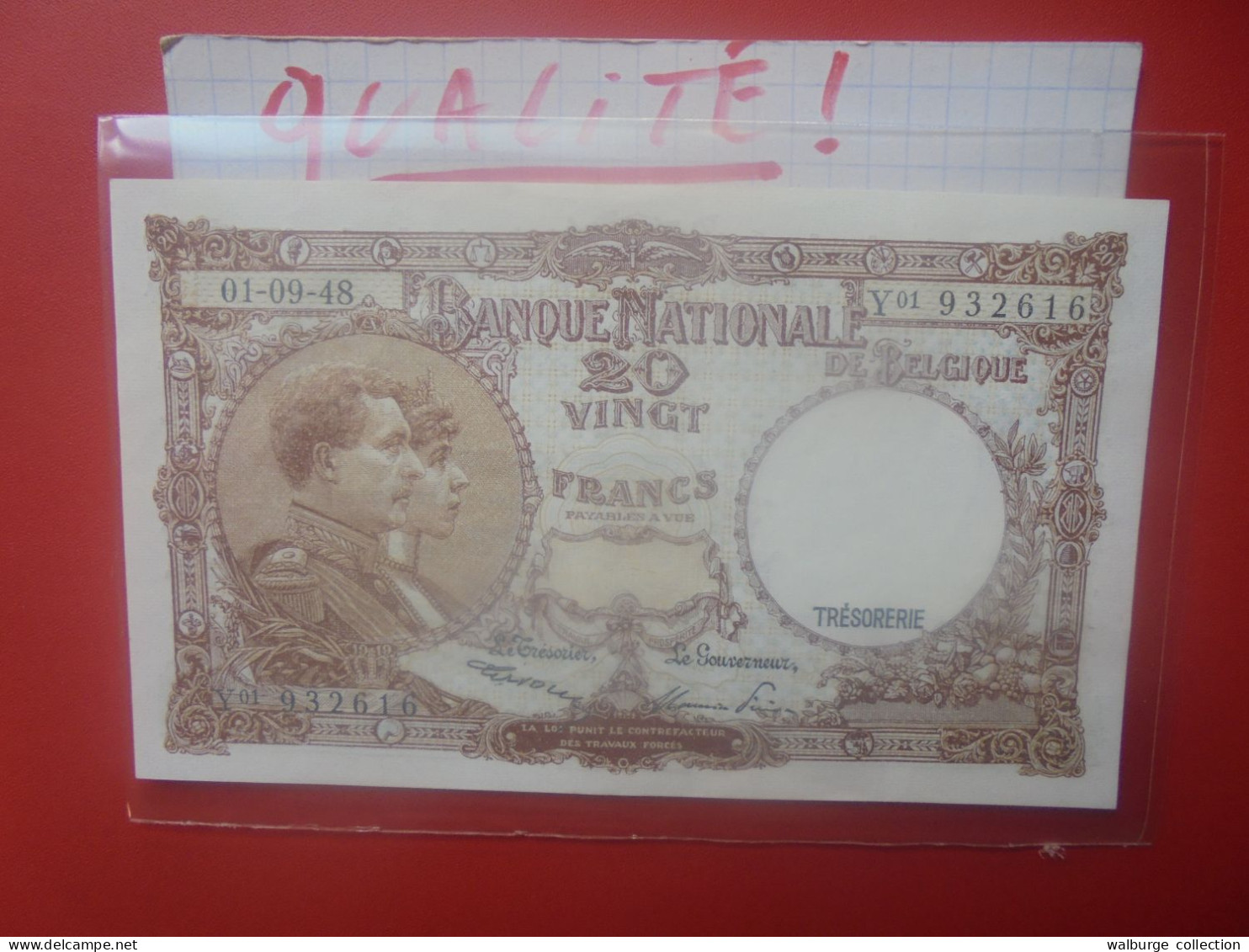 BELGIQUE 20 Francs 1948 Peu Circuler TRES BELLE QUALITE (B.33) - 20 Franchi