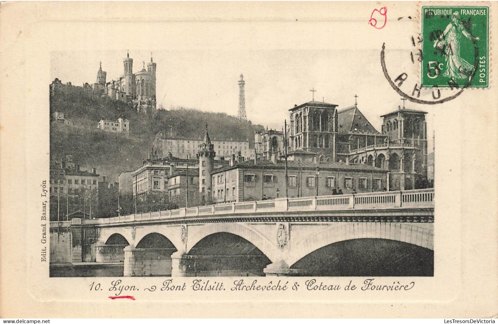 FRANCE - Lyon - Vue Panoramique Du Pont Tilsitt Archevêché & Coteau De Fourvière - Carte Postale Ancienne - Otros & Sin Clasificación