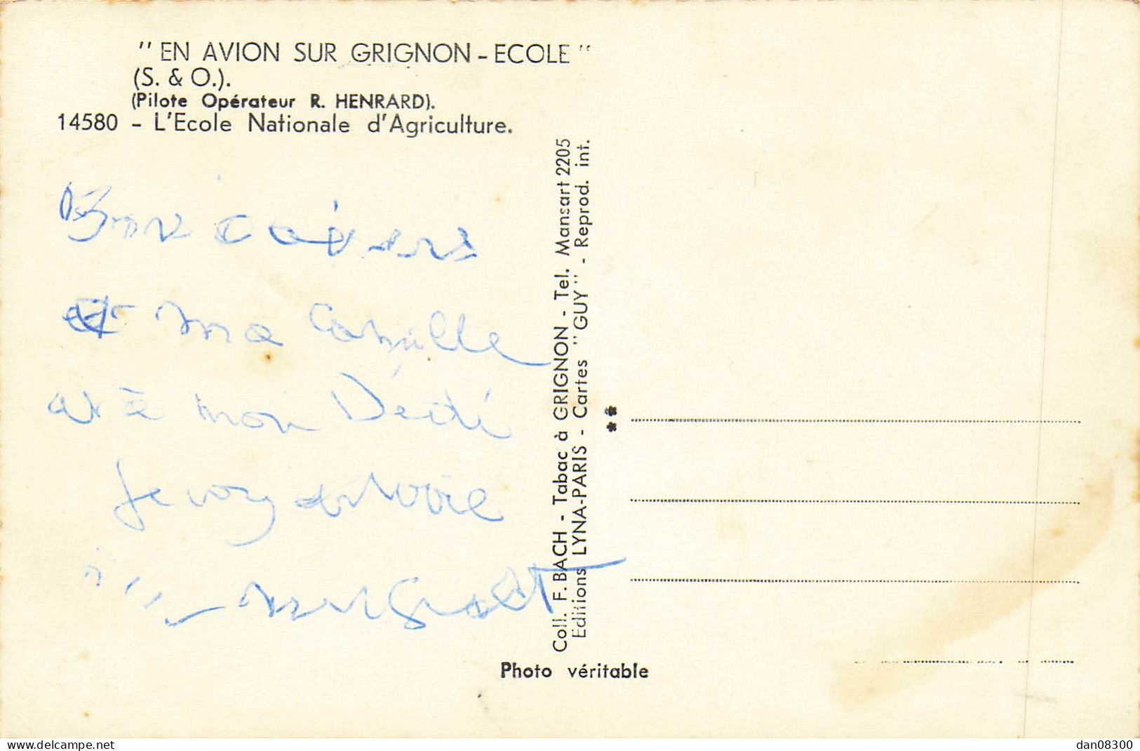 78 EN AVION SUR GRIGNON ECOLE CPSM - Grignon