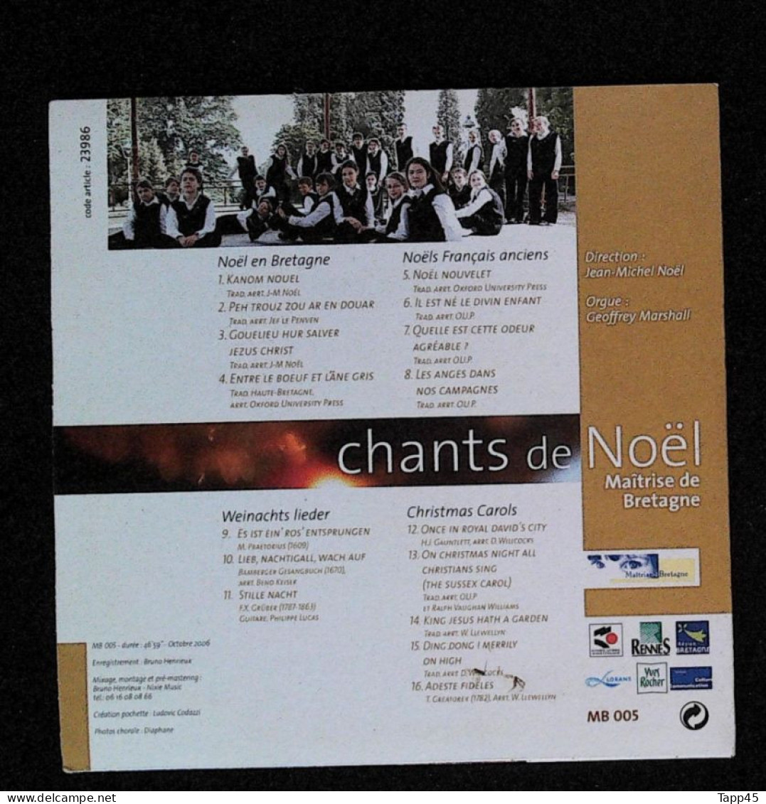 CD  > 2 Ou Plusieurs Titres >  Envoi Gratuit En France >Pour Les Autres Pays Port 1 € 50 >  Réf: T V 15 > - Chants De Noel