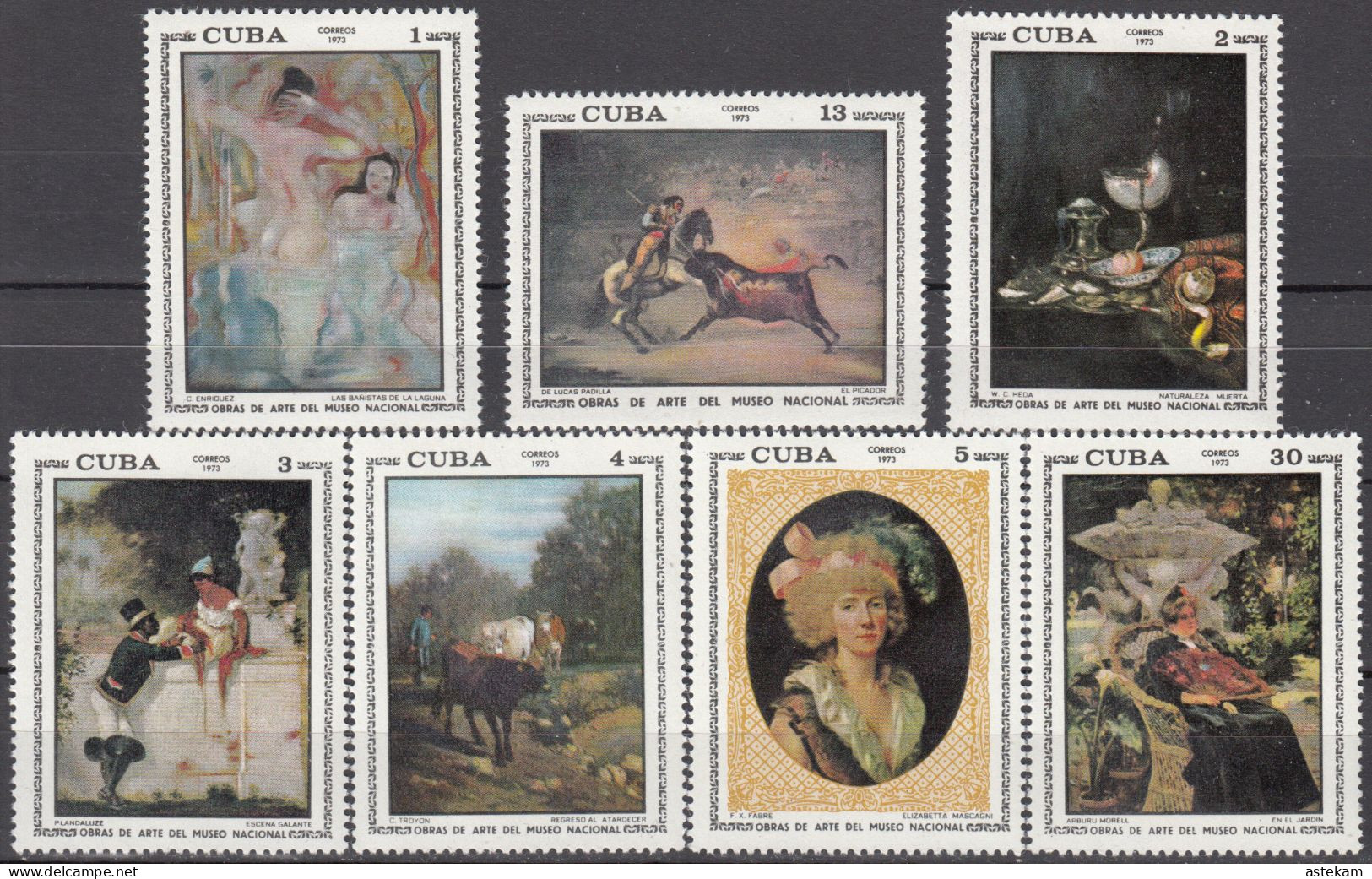 CUBA 1973, ART, PAINTINGS From The NATIONAL MUSEUM , COMPLETE MNH SERIES With GOOD QUALITY, *** - Neufs