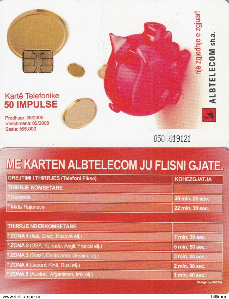 ALBANIA - Money Box, Telecom Charges, Albtelecom Telecard 50 Units, 06/05, Used - Albania