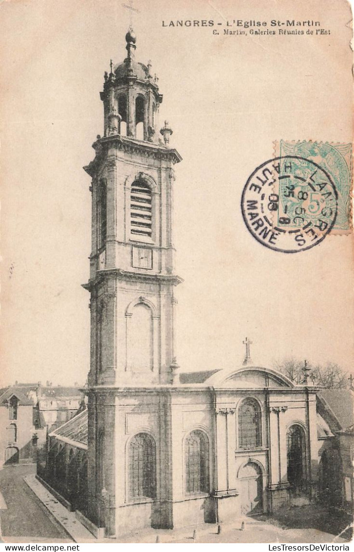 FRANCE - Langres - Vue De L'église St Martin - E Martin Galeries Réunies De L'Est - Carte Postale Ancienne - Langres