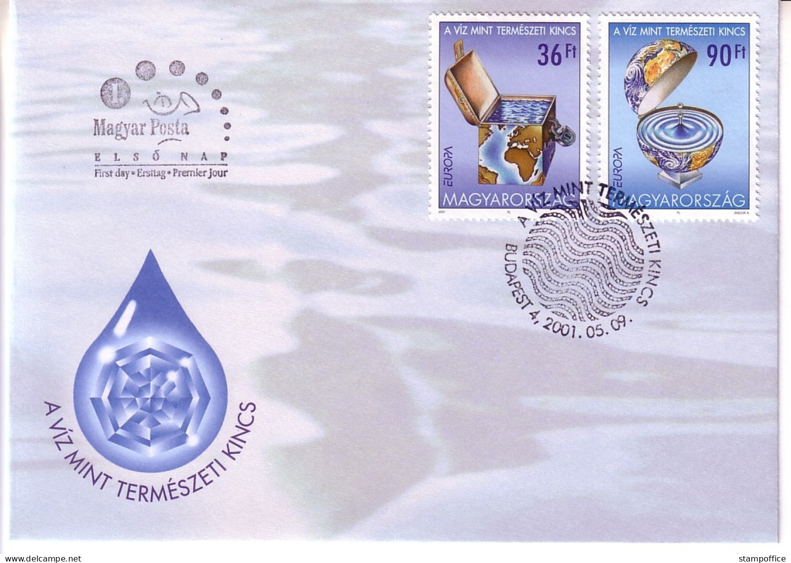 UNGARN MI-NR. 4674-4675 FDC EUROPA 2001 WASSER - 2001