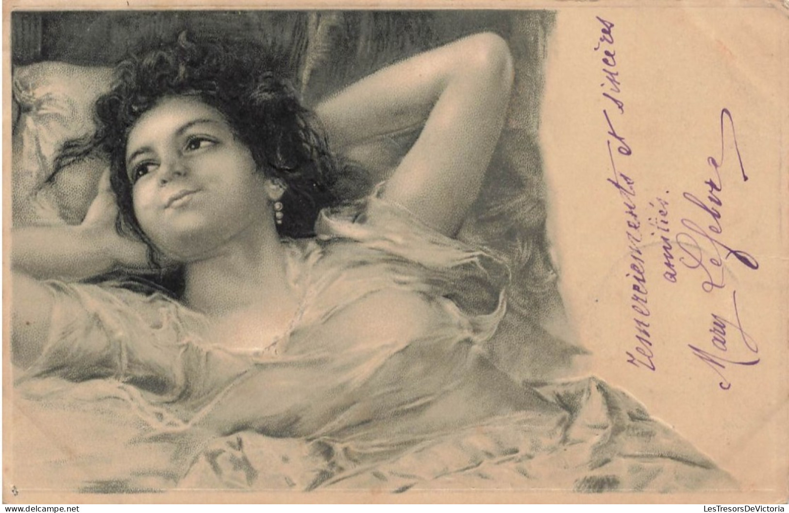 FANTAISIES - Femmes - Femme Seule Dans Un Lit - Carte Postale Ancienne - Frauen