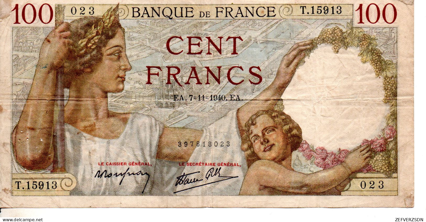 BILLET FRANCE SULLY 100 FRANCS - 100 F 1939-1942 ''Sully''