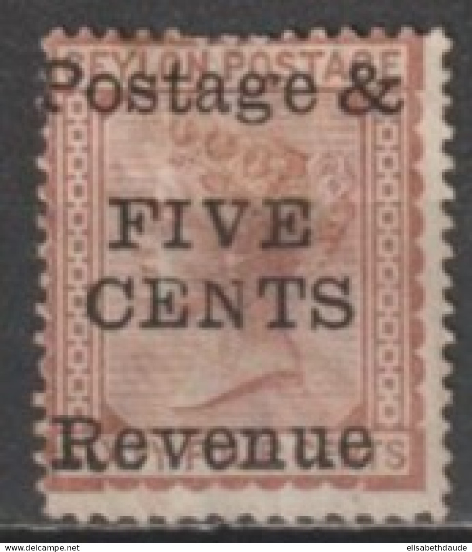 CEYLON - 1885 - YVERT N° 77 (*) NEUF SANS GOMME - COTE = (120) EUR. - Ceylon (...-1947)