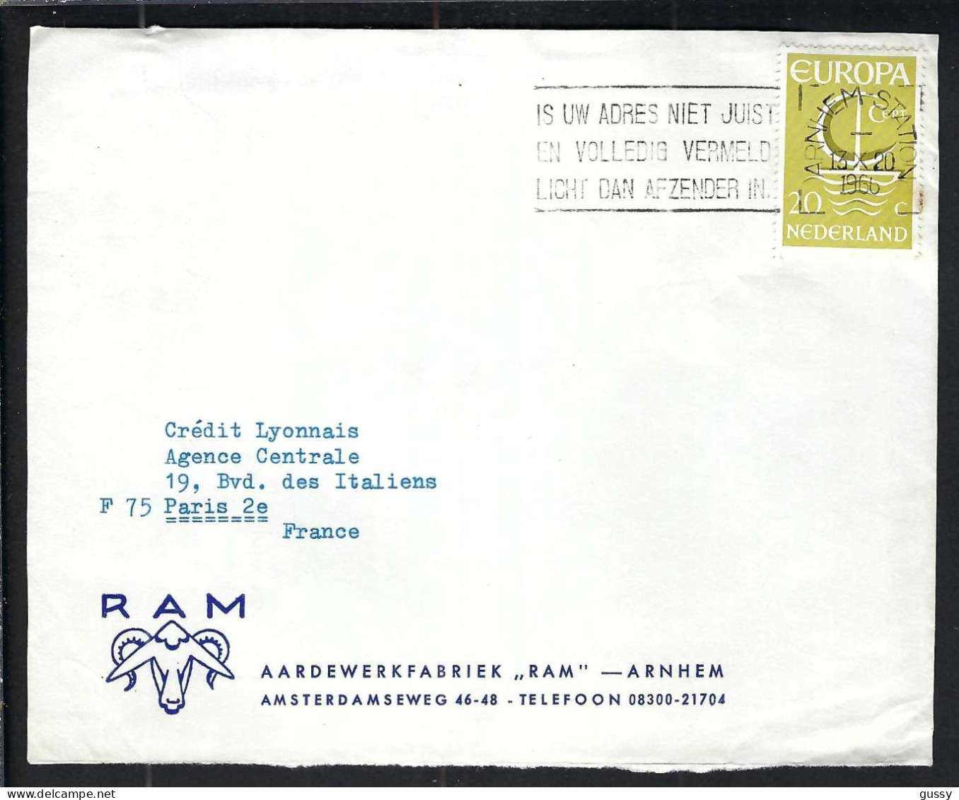 PAYS BAS Ca.1966: Fragment De LSC Pour Paris - Covers & Documents