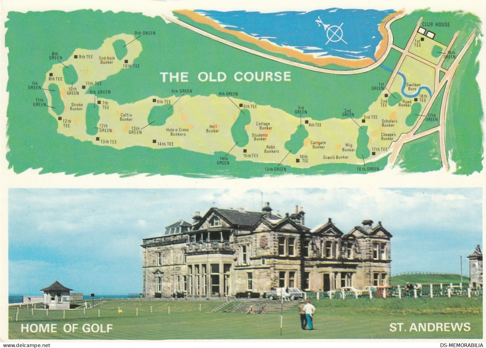 GOLF Course In St Andrews Scotland , Map Postcard - Golf