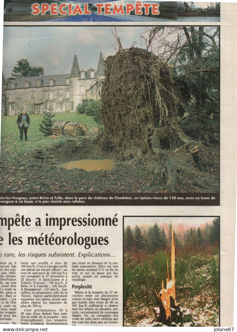 LE POPULAIRE CENTRE FRANCE - LIMOUSIN LA GRANDE BLESSURE 1999   -  LA TEMPETE UN  MOIS APRES - Limousin