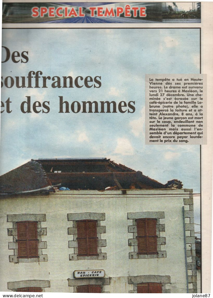 LE POPULAIRE CENTRE FRANCE - LIMOUSIN LA GRANDE BLESSURE 1999   -  LA TEMPETE UN  MOIS APRES - Limousin