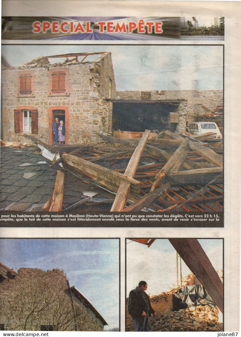 LE POPULAIRE CENTRE FRANCE - LIMOUSIN LA GRANDE BLESSURE 1999   -  LA TEMPETE UN  MOIS APRES