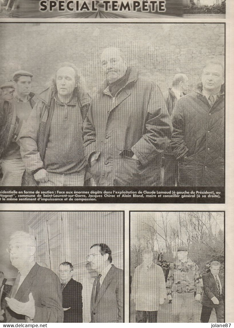 LE POPULAIRE CENTRE FRANCE - LIMOUSIN LA GRANDE BLESSURE 1999   -  LA TEMPETE UN  MOIS APRES