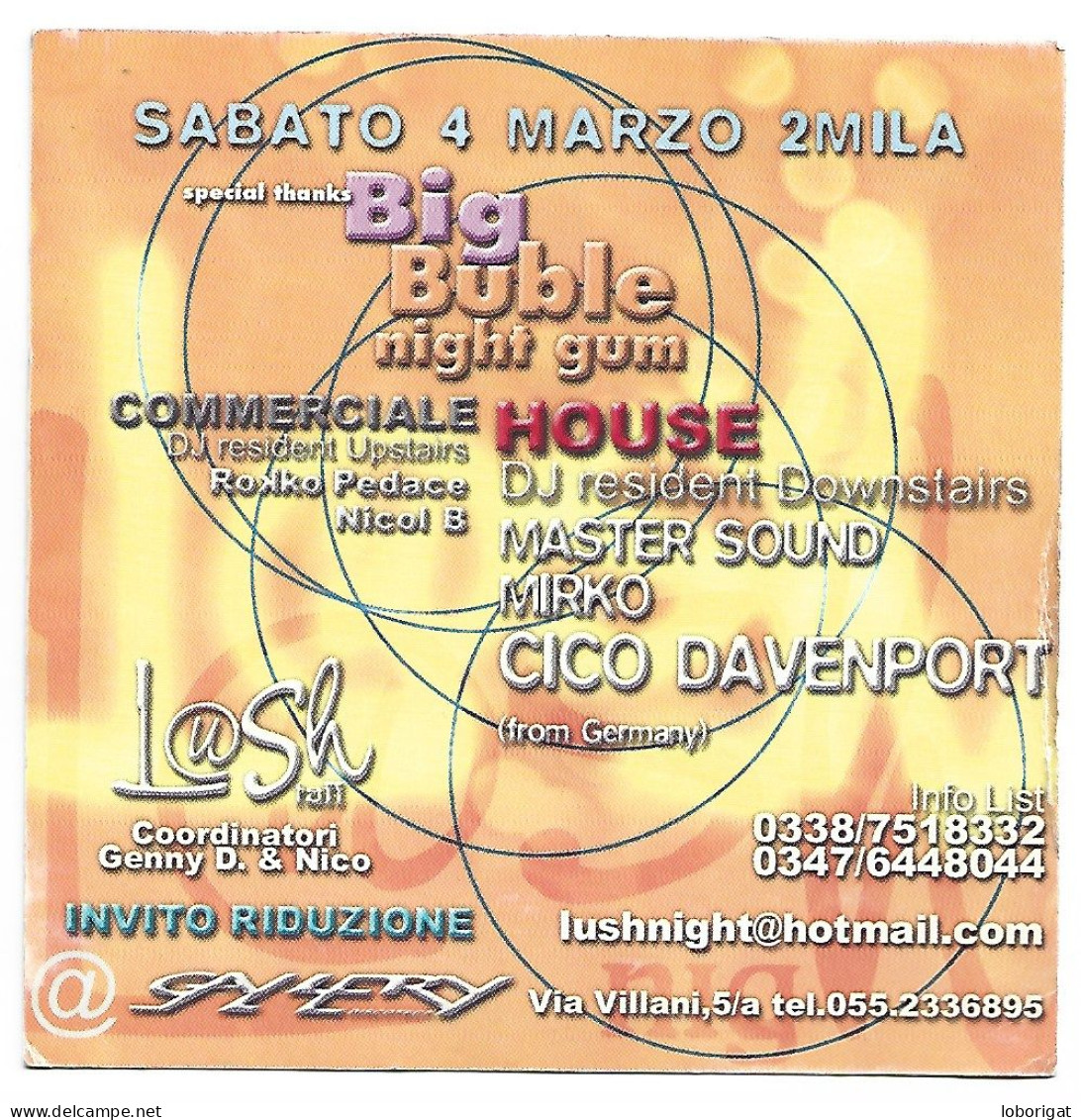 TARJETA INVITACION DISCO.- ITALIA - Inauguraciones