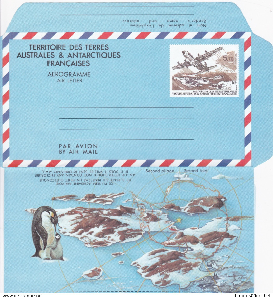 T.A.A.F N° 1** Aérogramme 1993 Plié Au Format - Postal Stationery
