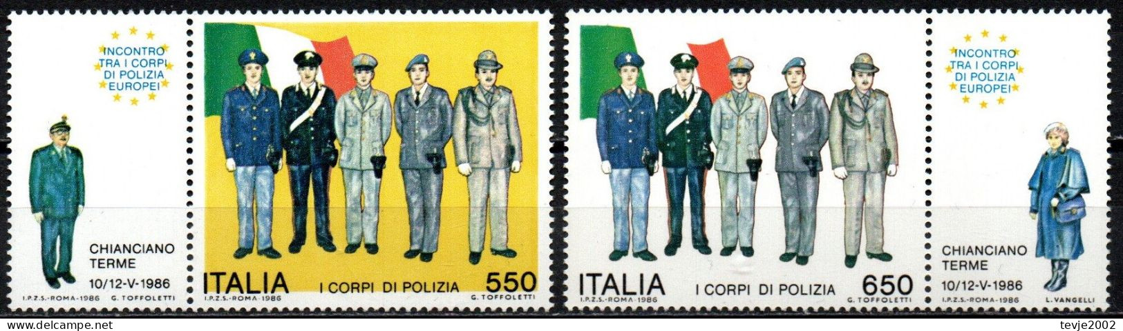 Italien 1986 - Mi.Nr. 1973 - 1974 Zf - Postfrisch MNH - Polizei Gendarmerie Police Polizia - Politie En Rijkswacht