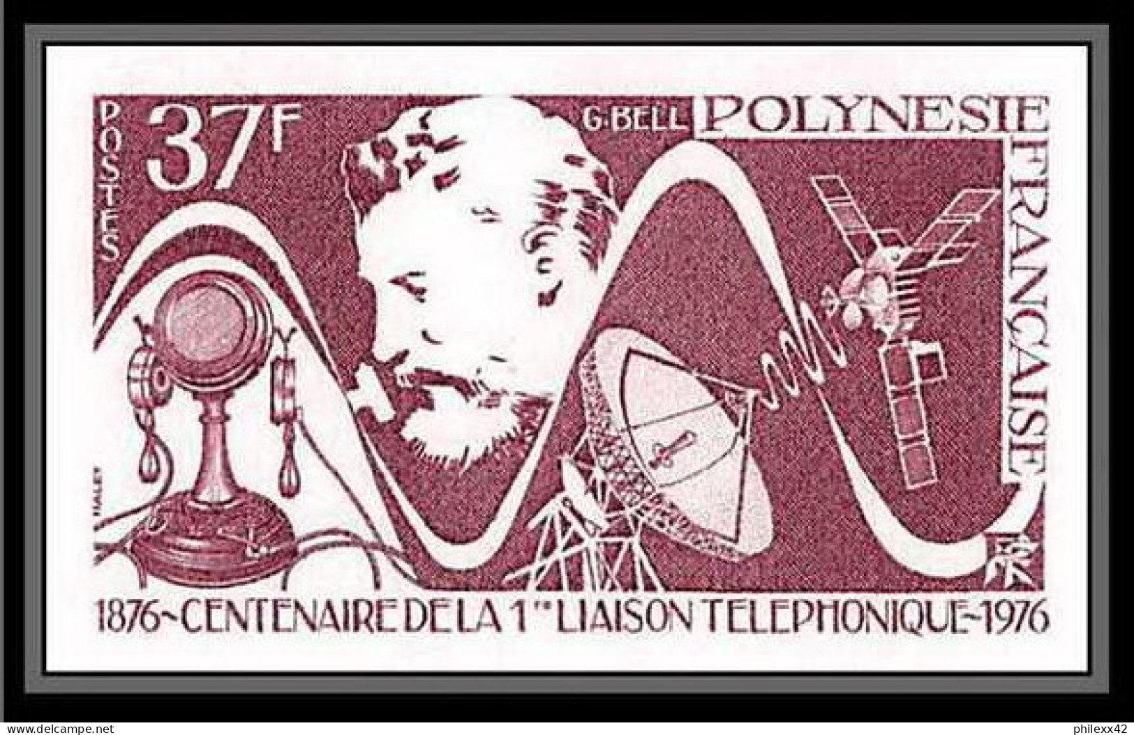 90662d Polynesie (Polynesia) Essai Non Dentelé Imperforate ** MNH N° 110 Telephone Graham Bell Espace (space) Satellite - Ongetande, Proeven & Plaatfouten