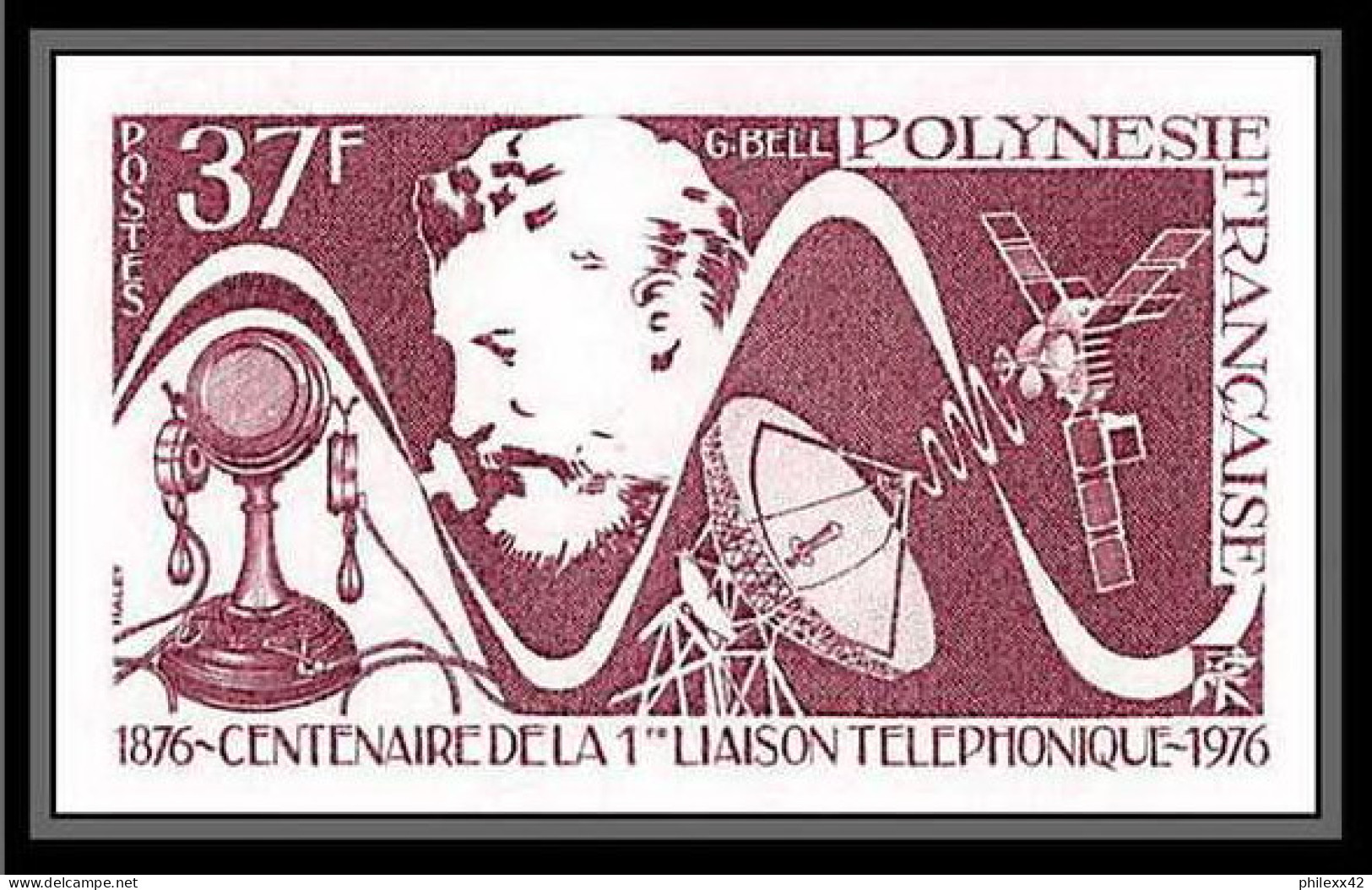 90662d Polynesie (Polynesia) Essai Non Dentelé Imperforate ** MNH N° 110 Telephone Graham Bell Espace (space) Satellite - Non Dentelés, épreuves & Variétés