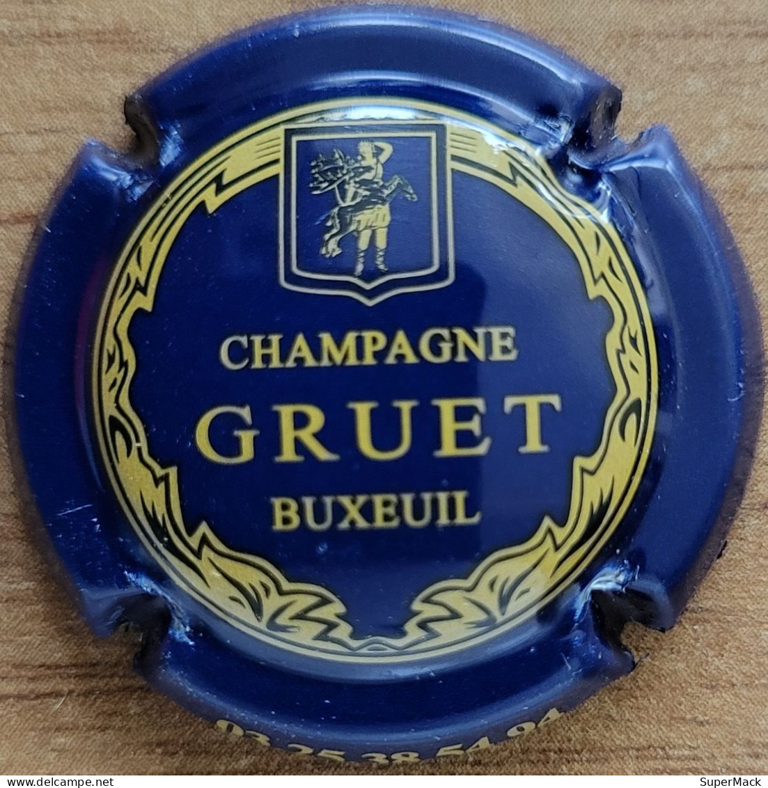 Capsule Champagne GRUET Série Nom Horizontal, Petit Liseret, Bleu Marine & Jaune Nr 05 - Gruet