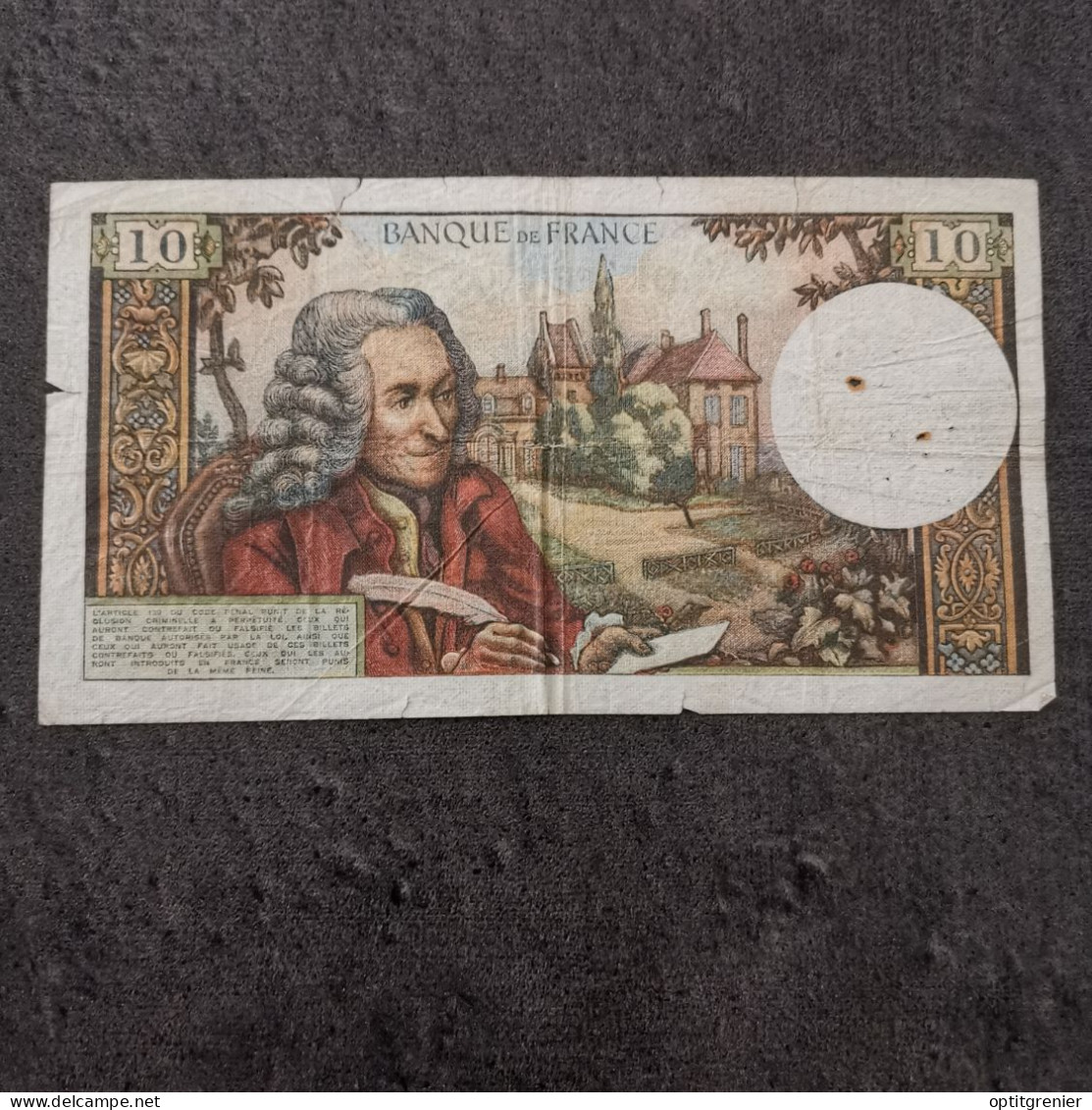 BILLET CIRCULE 10 FRANCS VOLTAIRE 2 7 1970 FRANCE / BANKNOTE - 10 F 1963-1973 ''Voltaire''