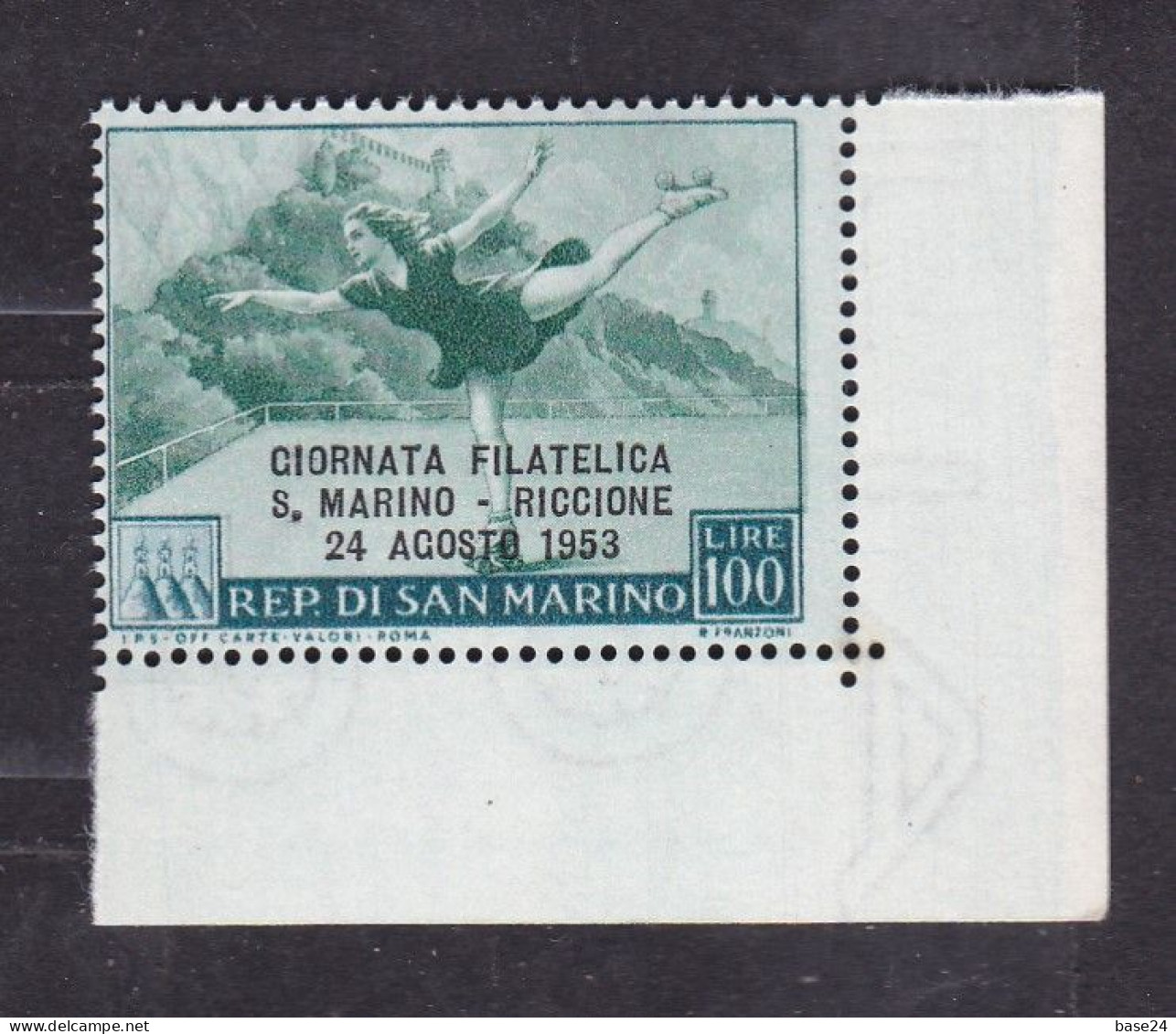 1953 San Marino Saint Marin GIORNATA FILATELICA RICCIONE - PATTINATRICE, SKATER, SPORT, PATINEUSE Serie MNH** - Neufs