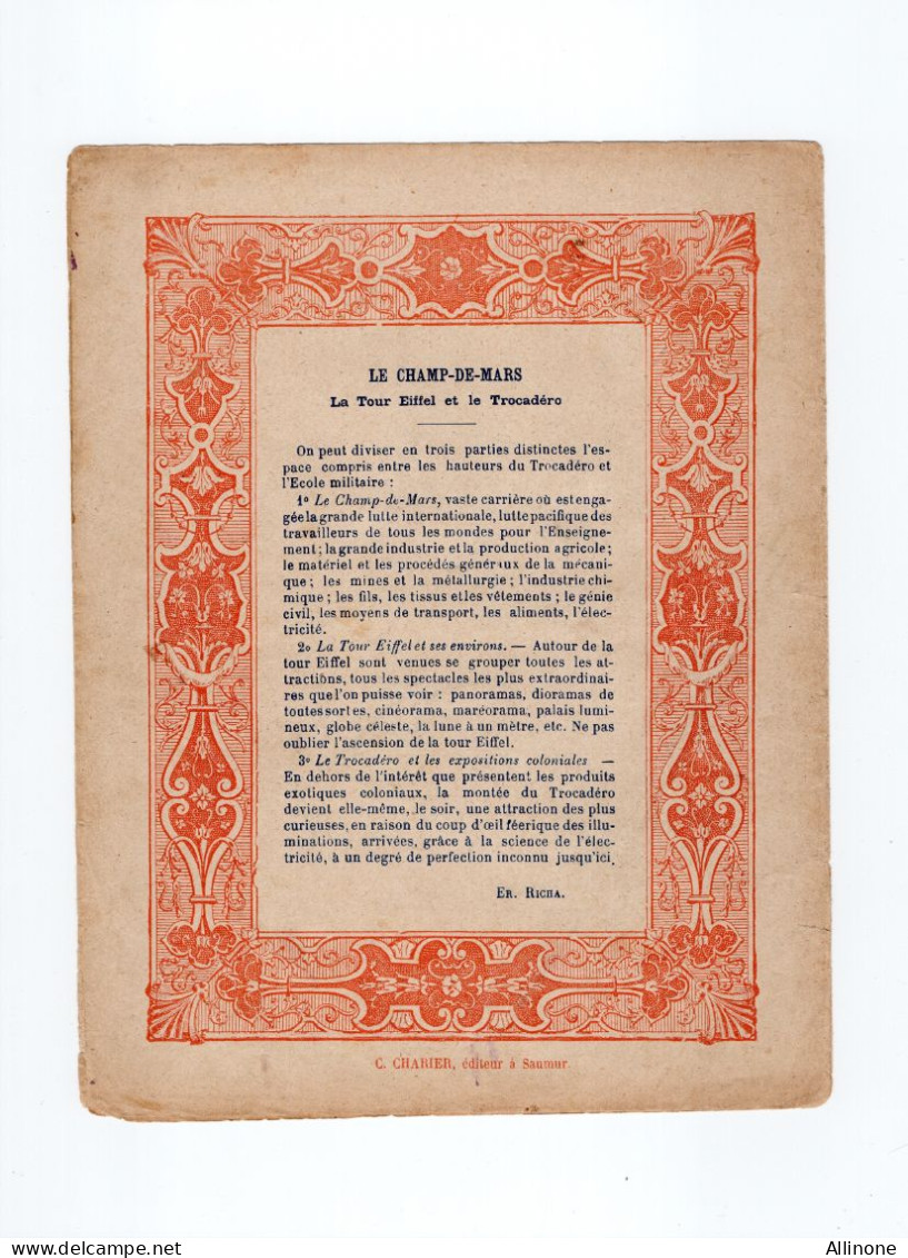 Protège Cahier Exposition Universelle  De Paris 1900 Le Champ De Mars Passable 3 Scans - Coberturas De Libros