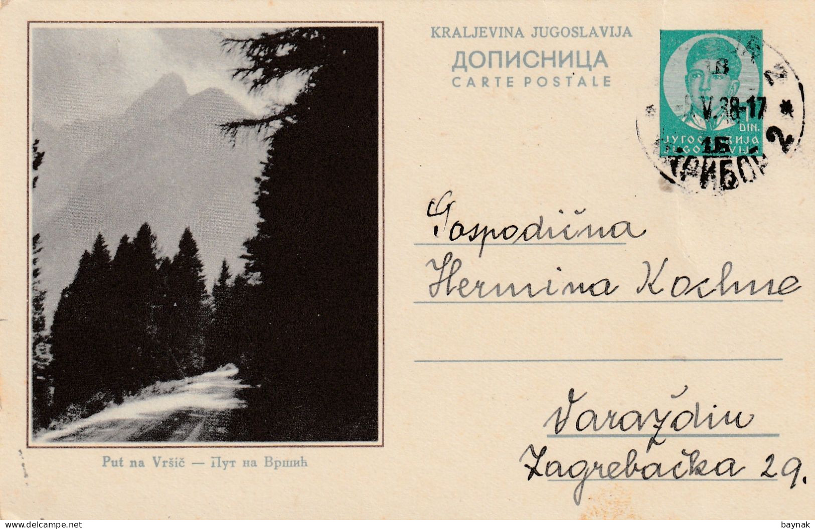 SL1798  --  DOPISNICA  --  PUT NA VRSIC  --  1938 - Slowenien