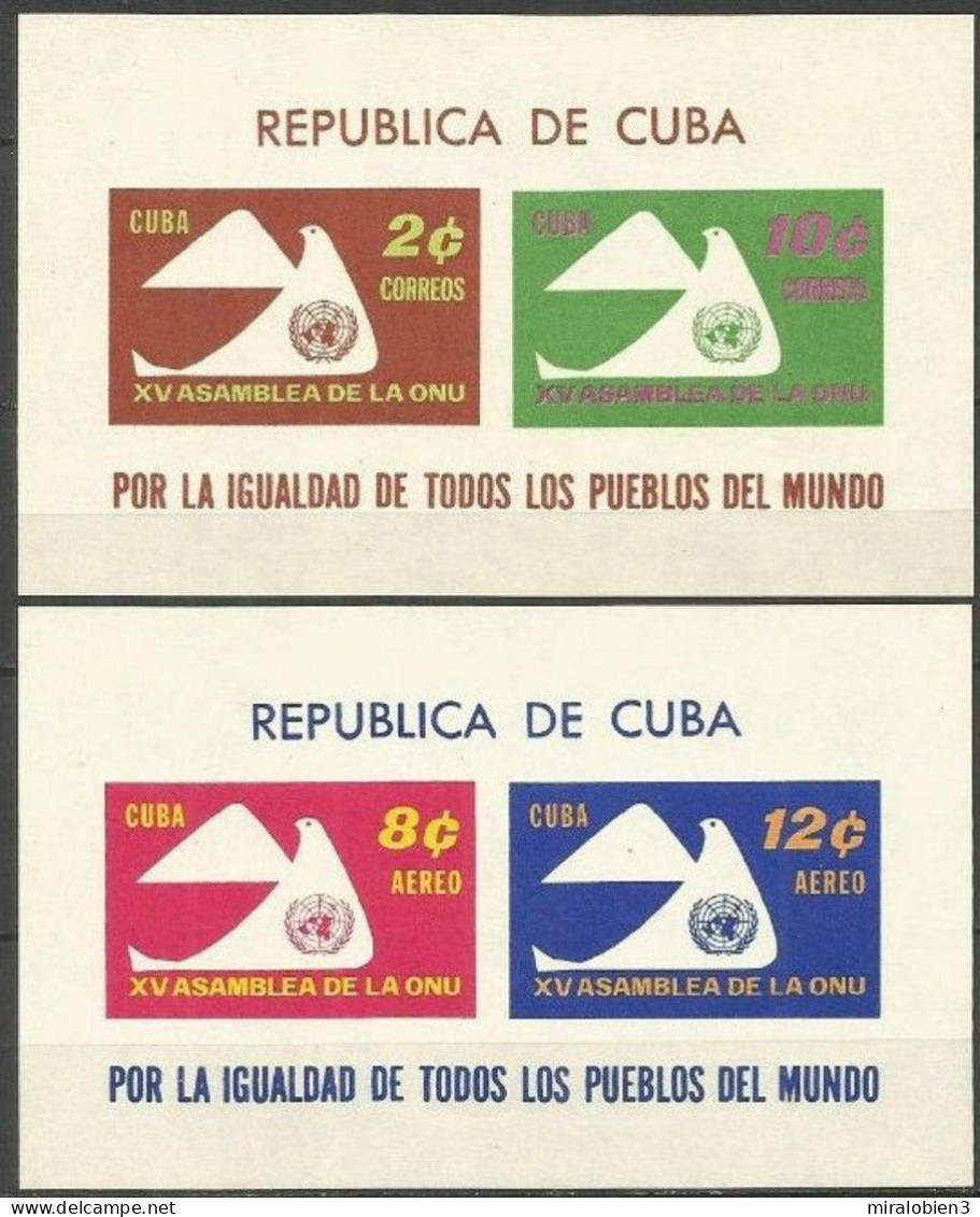 CUBA HOJA BLOQUE YVERT NUM. 19/20 ** ASAMBLEA DE LA ONU - Hojas Y Bloques