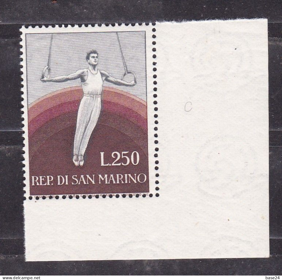 1954 San Marino Saint Marin PROPAGANDA SPORTIVA SPORT GINNASTA  GYMNAST GYMNASTE 250L MNH** Gomma Bicolore, Two-tone Gum - Neufs