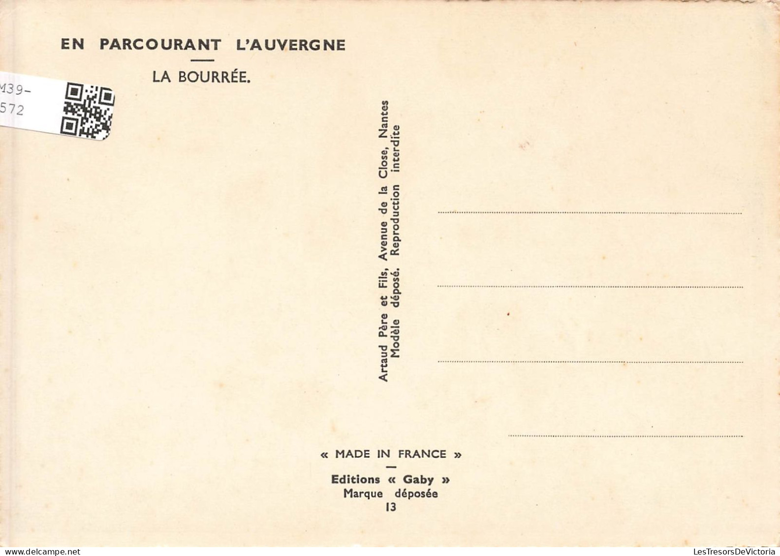 ARTS - Peintures Et Tableaux - La Bourrée - En Parcourant L'Auvergne - Carte Postale Ancienne - Paintings