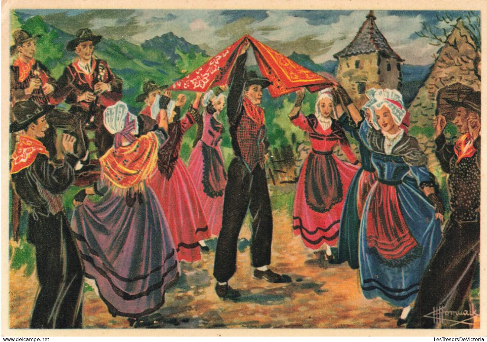 ARTS - Peintures Et Tableaux - Groupe Folklorique D'Aurillac - En Parcourant L'Auvergne - Carte Postale Ancienne - Peintures & Tableaux