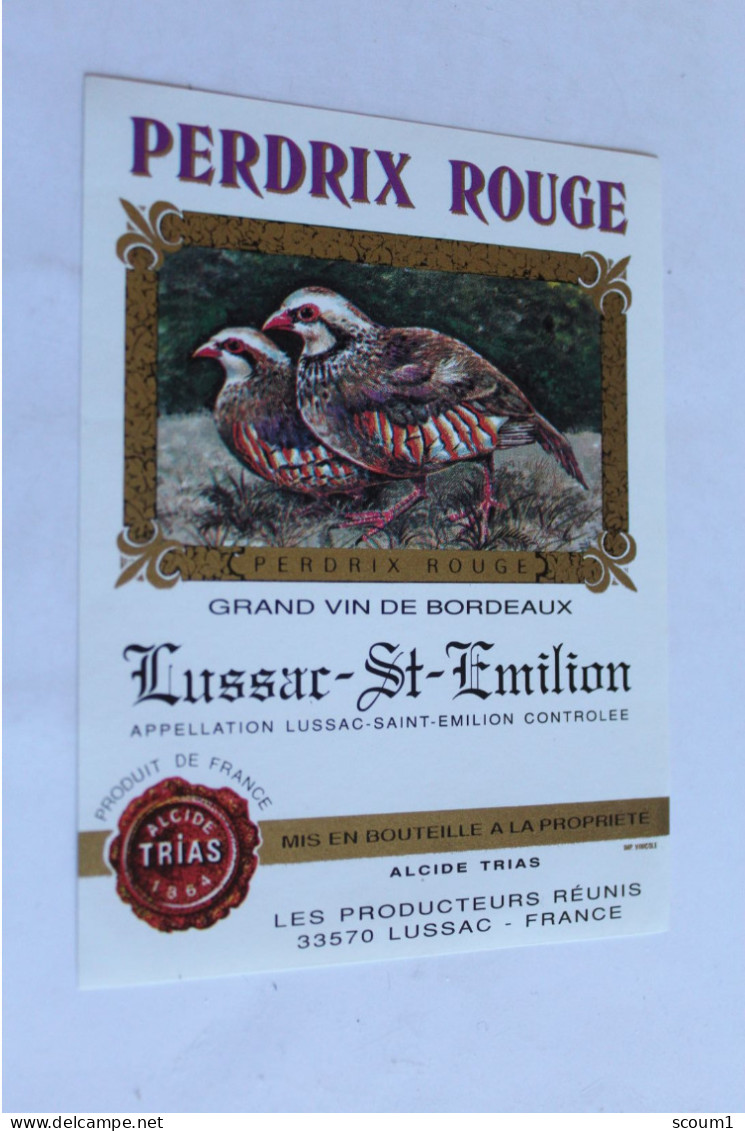 Perdrix Rouge Lussac St Emilion Les Producteur Reunis Lussac 33570 - Autres & Non Classés