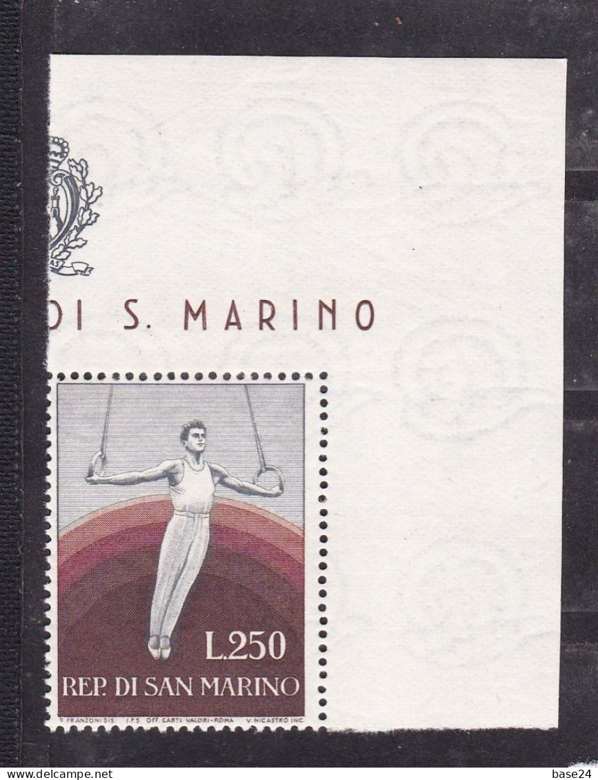 1954 San Marino Saint Marin PROPAGANDA SPORTIVA SPORT GINNASTA  GYMNAST GYMNASTE 250L MNH** Gomma Bicolore, Two-tone Gum - Neufs