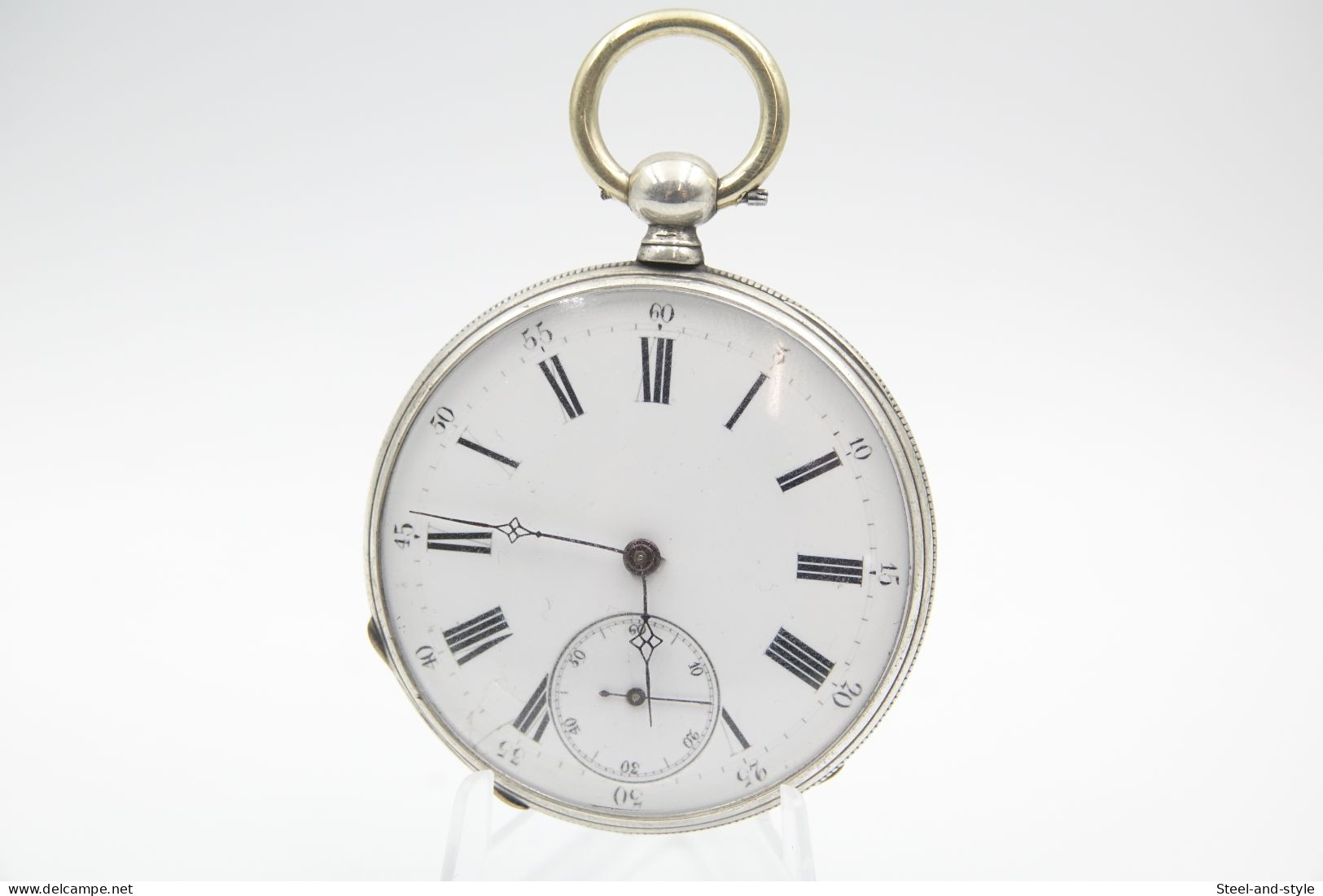 Watches : POCKET WATCH SOLID SILVER Key Winding Wide Dial Open Face 1880-900's - Original - Running - Montres Gousset