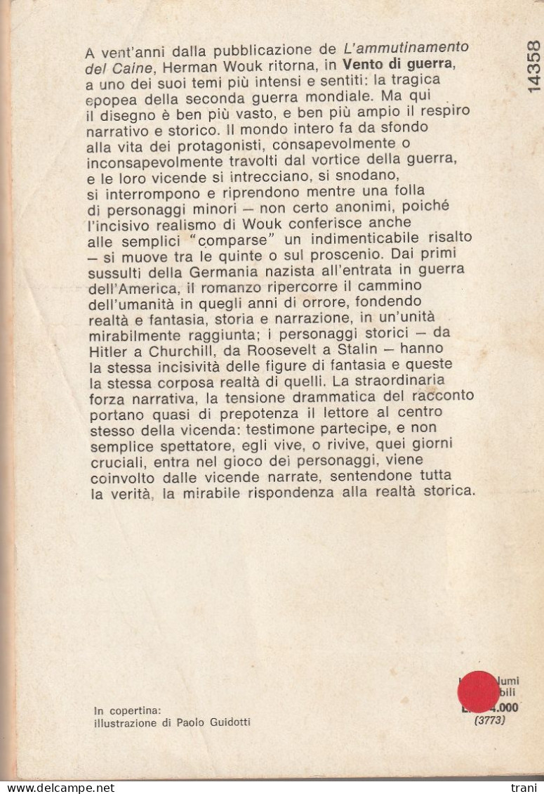 VENTO DI GUERRA - DI Hrman Wouk - VOLUME SECONDO - Nouvelles, Contes