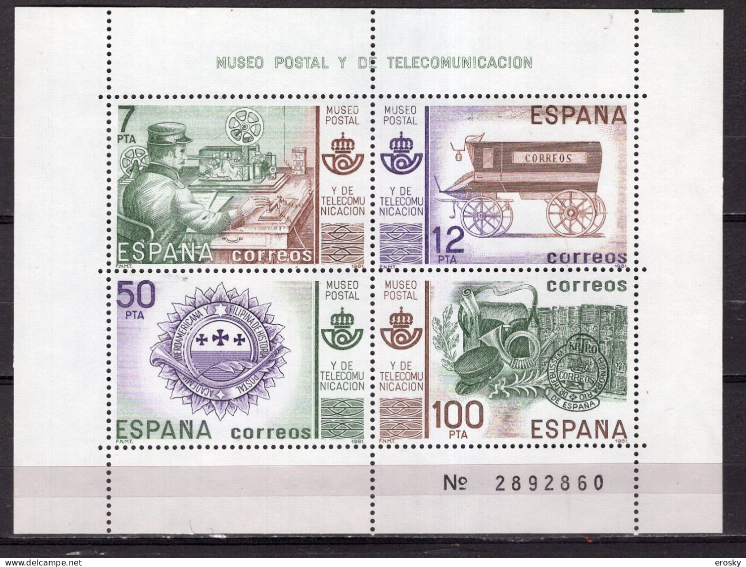 B3746 - ESPANA ESPAGNE BF Yv N°30 ** MUSEO POSTAL - Blocs & Feuillets