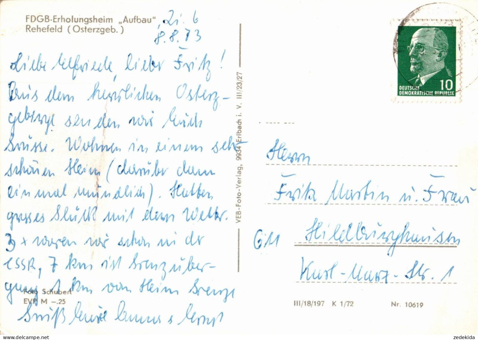 H0457 - Rehefeld - FDGB Heim Aufbau - Verlag Erlbach - Rehefeld