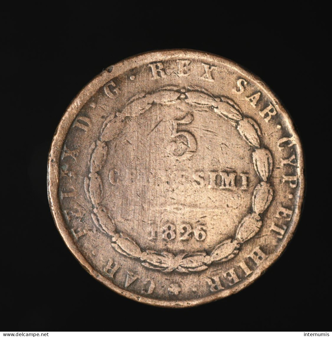  Italie / Italy, Charles Felix, 5 Centesimi, 1826, , Cuivre (Copper), TB+ (VF),
KM#127.1 - Italian Piedmont-Sardinia-Savoie