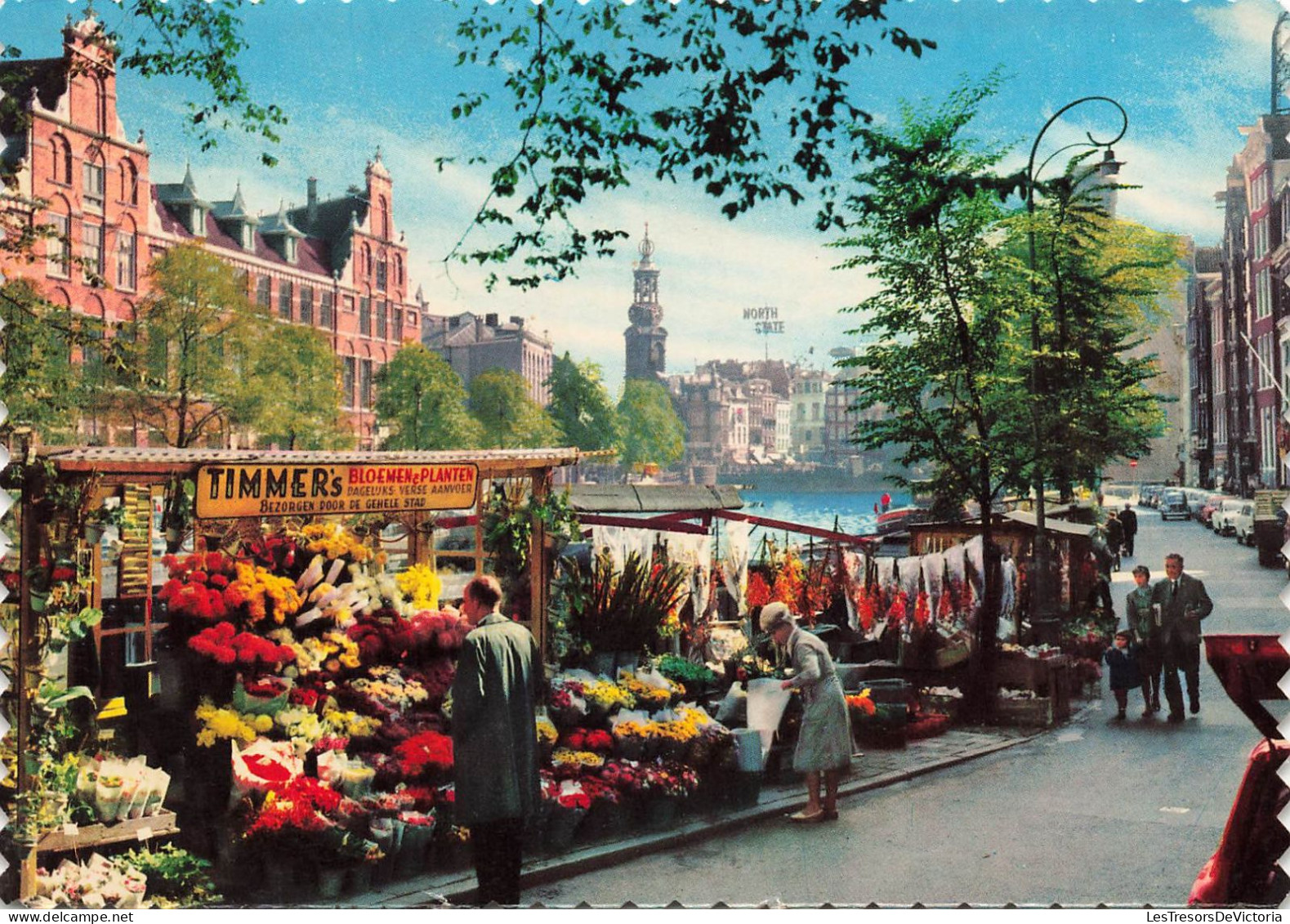 PAYS-BAS - Amsterdam - Vue Générale Du Marché Des Fleurs Avec Tour De La Monnaie - Carte Postale - Amsterdam
