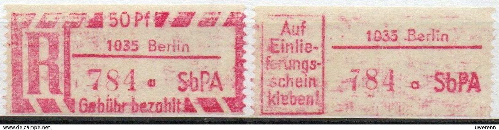 DDR Einschreibemarke Berlin SbPA Postfrisch, EM2B-1035aI Gt - R-Zettel