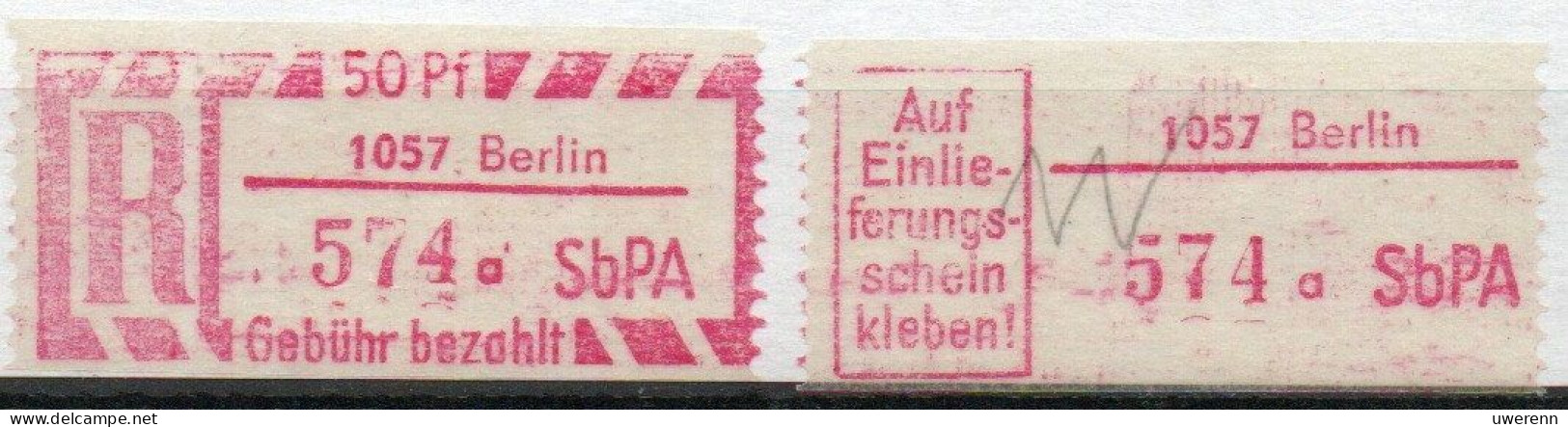 DDR Einschreibemarke Berlin SbPA Postfrisch, EM2B-1057aI Gt - Etiquetas De Certificado