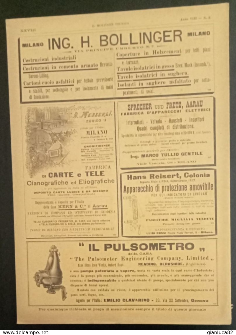 Rivista Il Monitore Tecnico Milano 1902 N.2 Ottime Condizioni (BV18) Come Foto  Ottime Condizioni Giornale D’ingegneria - Textes Scientifiques