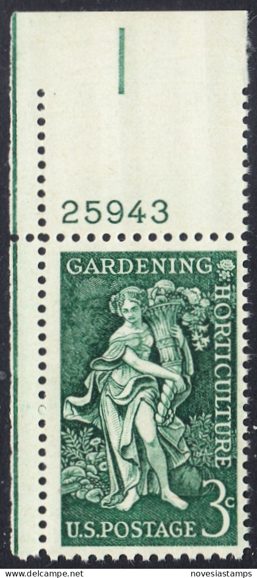 !a! USA Sc# 1100 MNH SINGLE From Upper Left Corner W/ Plate-# 25943 - Gardening - Neufs