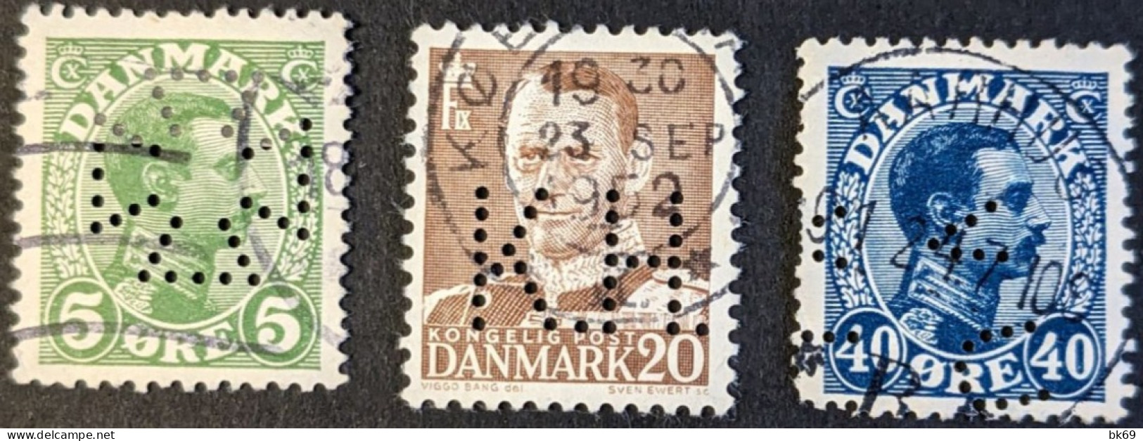 Perfins Perforé 3 T Imbres Stamps Danmark - Abarten Und Kuriositäten